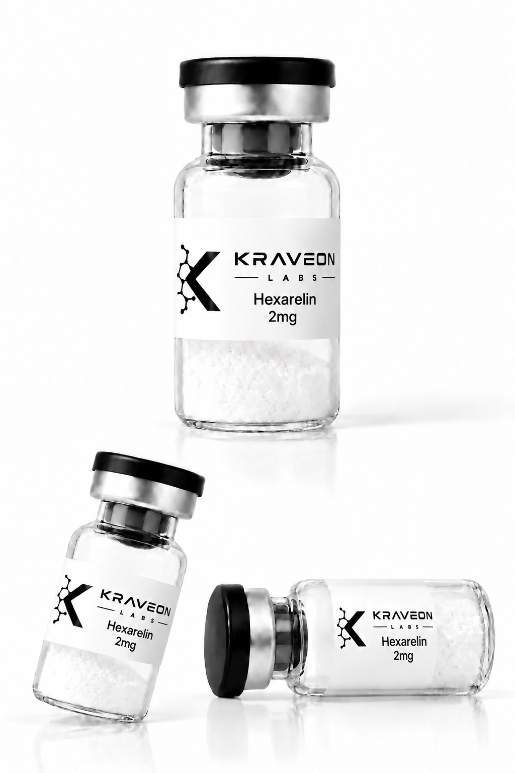 Kraveon Labs Hexarelin 2mg vial triptych