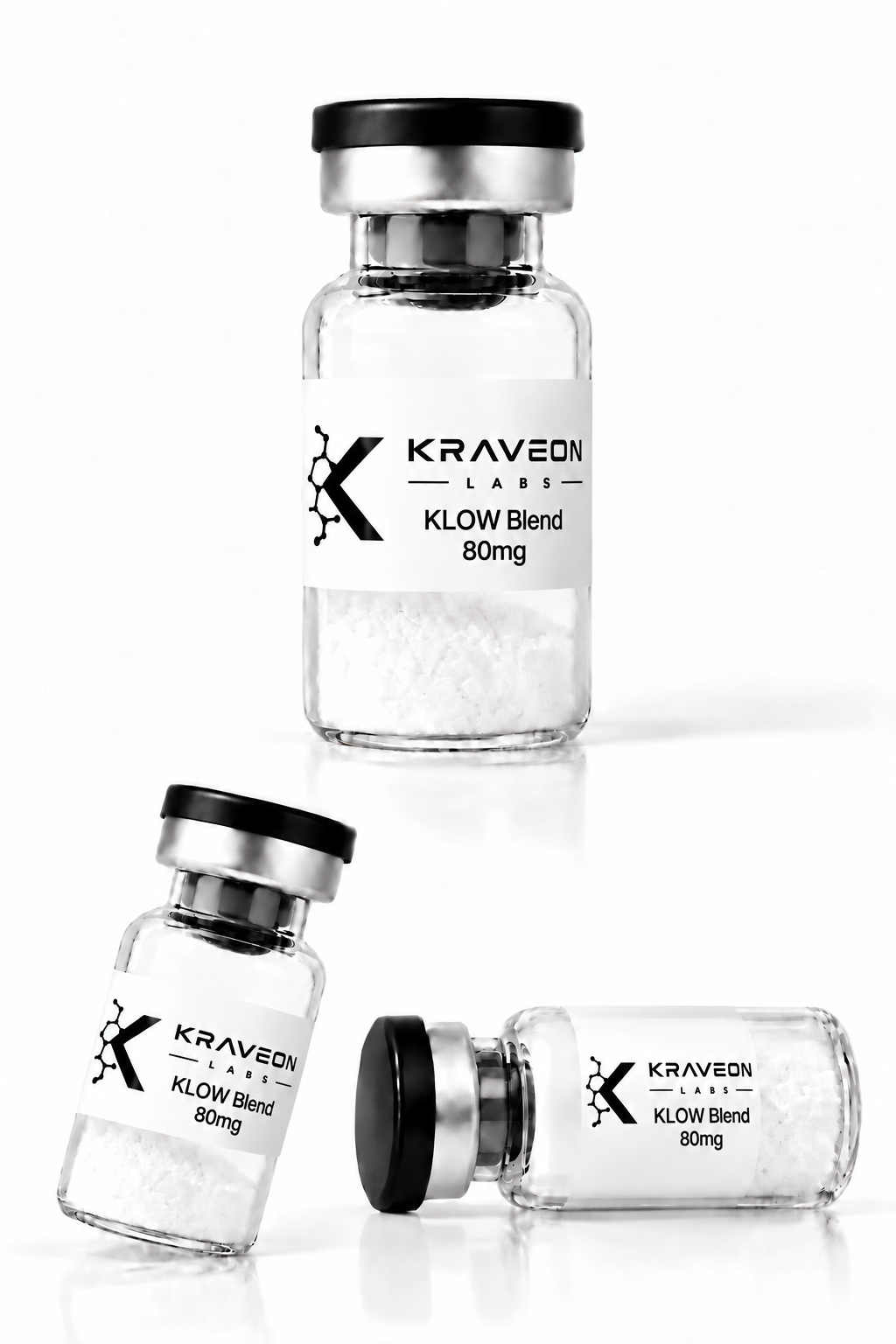 Kraveon Labs KLOW Blend 80mg vial triptych