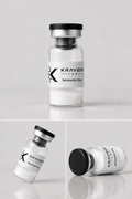 Kraveon Labs Sermorelin 5mg black-cap vial triptych