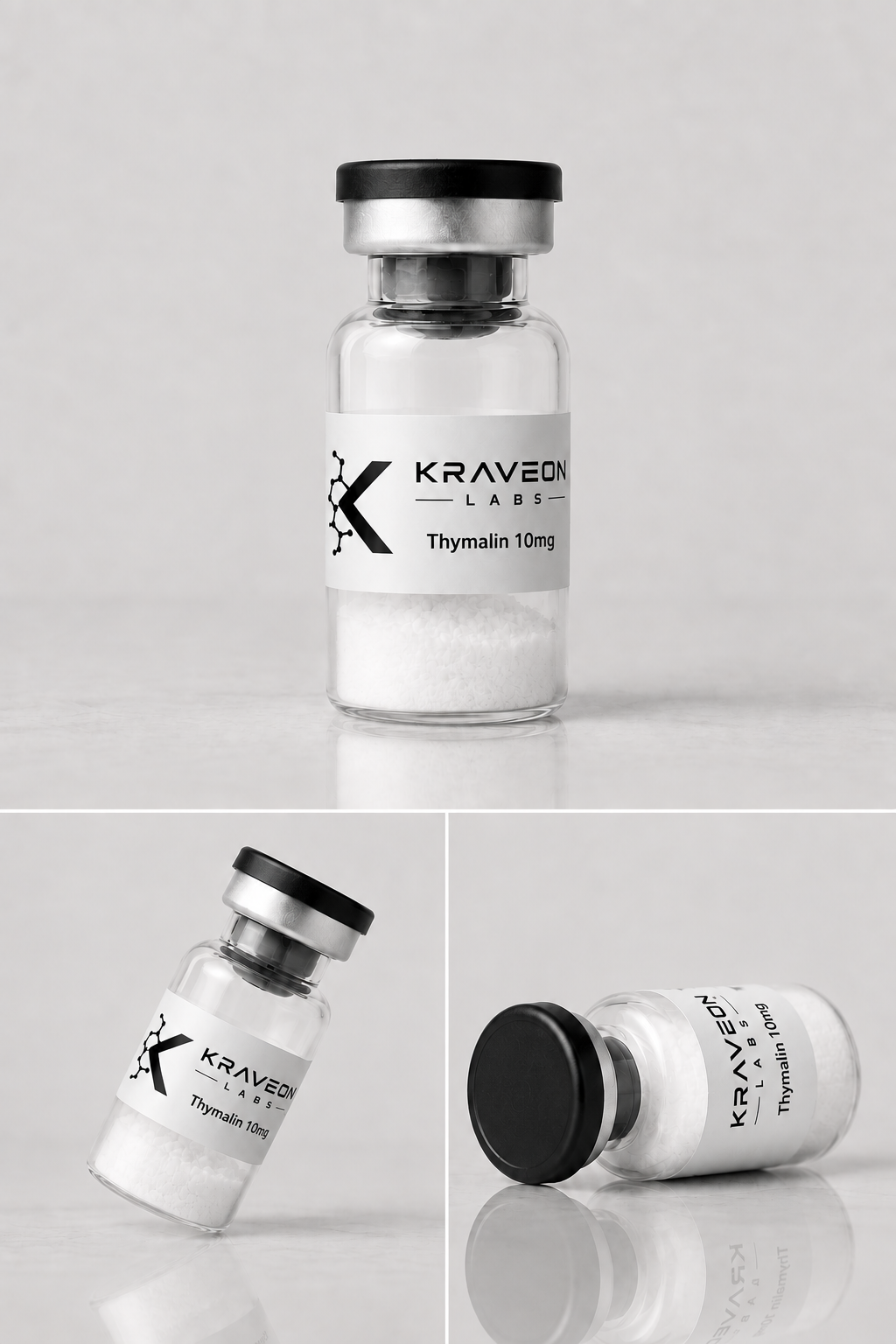 Kraveon Labs Thymalin 10mg black-cap vial triptych